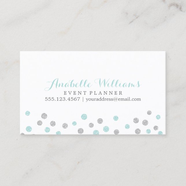Carte De Visite Points Confetti de Parties scintillant de menthe e (Devant)