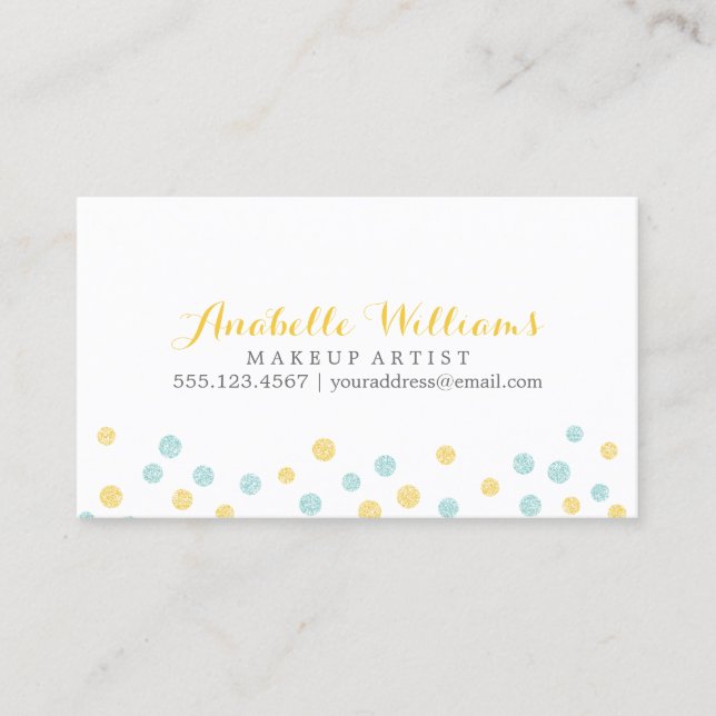 Carte De Visite Points Confetti de Parties scintillant Faux Jaune  (Devant)