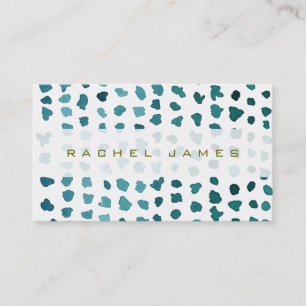 Carte De Visite Points d'aquarelle blanc et vert chic