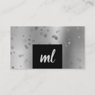 Carte De Visite Points de confetti argent moderne et élégant