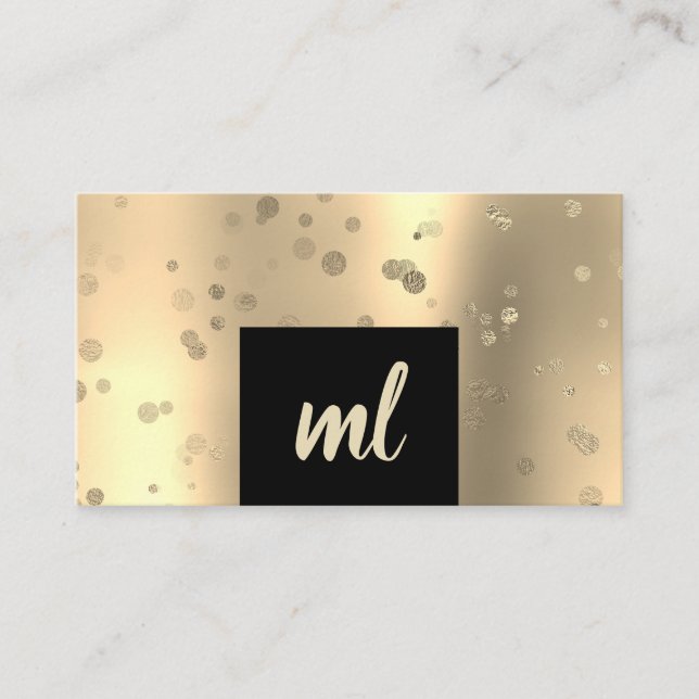 Carte De Visite Points de confetti en or moderne et élégant (Devant)