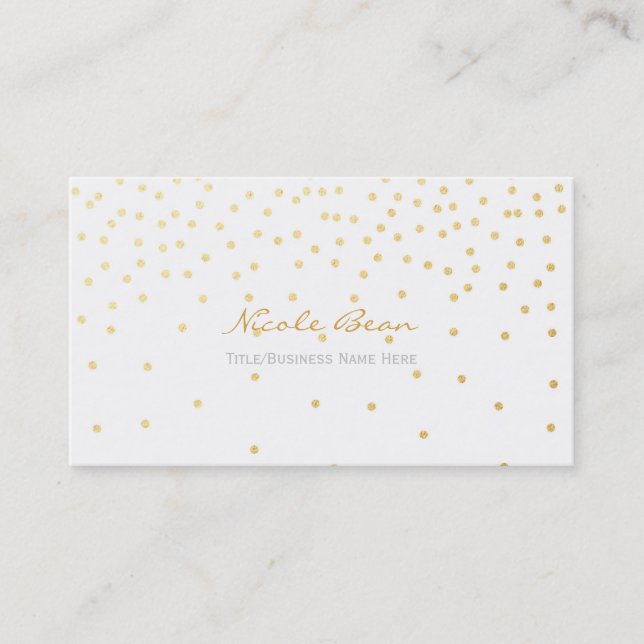 Carte de visite points de confettis en feuille d'o (Devant)