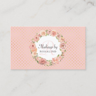 Carte De Visite Points d'or rose romantique Rose Artiste de maquil