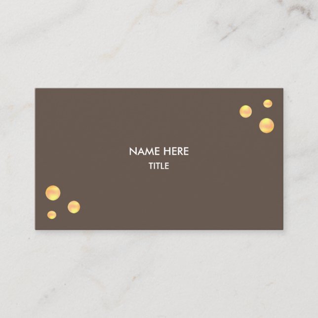 Carte De Visite Points Dorés Élégants sur Marron Café (Devant)
