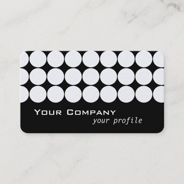 Carte De Visite points rétro blancs sur fond noir (Devant)