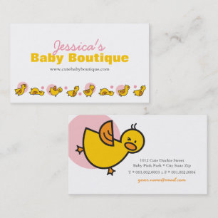 Carte De Visite Points roses mignons amusants canetons jaunes joue