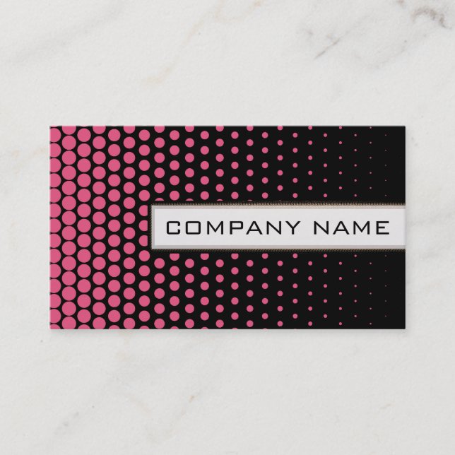 Carte De Visite Points Techno rose Élégant Noir moderne (Devant)