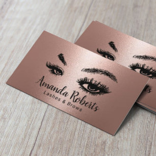 Carte De Visite Poireaux & Brows Maquillage Artiste Rose Or Metall