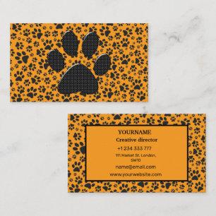 Carte De Visite Pois de chien noir et blanc Pointe Polka sur dahli