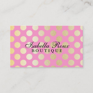 Carte De Visite Pois d'or de Faux avec le rose