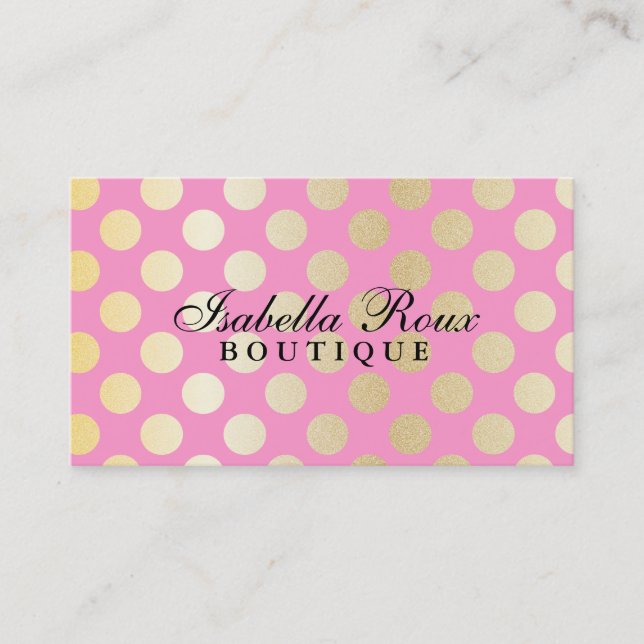 Carte De Visite Pois d'or de Faux avec le rose (Devant)