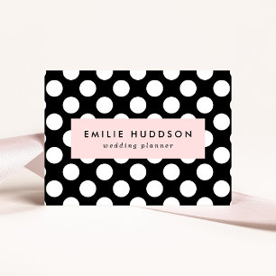 Carte De Visite Pois noirs et blancs, Motif Polka
