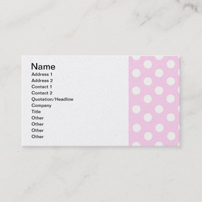 Carte De Visite Pois rose pastel (Devant)