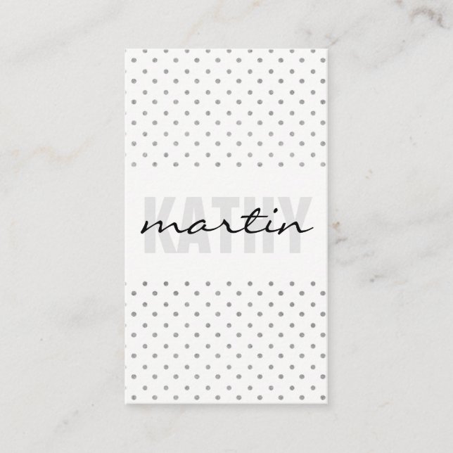Carte De Visite Pois / Trendy Text Overlay / Grey (Devant)