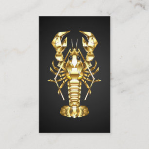 Carte De Visite Poisson à langouste polygonale dorée sur noir