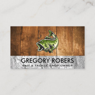 Carte De Visite Poisson de basse grande bouche Pierre de bois