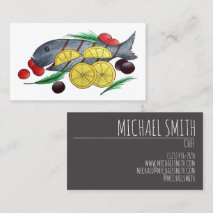 Carte De Visite Poisson Grillé Grec Fruits de mer Méditerranéens
