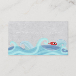 Carte De Visite Poisson Rouge Surfant sur les Vagues
