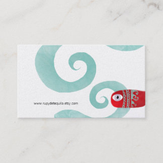 Carte De Visite Poisson rouge vagues bleues finition métallique ar