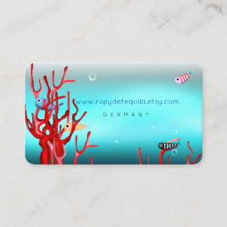 Carte De Visite Poissons sous-marins Corail rouge Turquoise