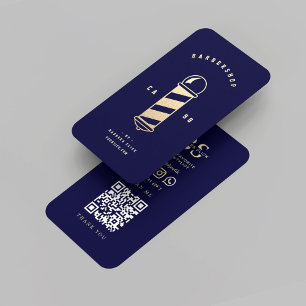 Carte De Visite Pole Barbier d'or moderne Barbier d'argent Midnigh