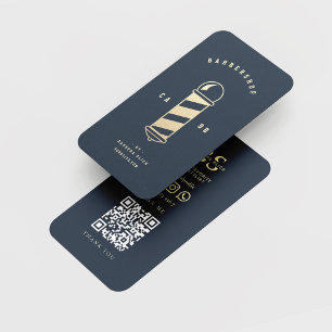 Carte De Visite Pole Barbier d'or moderne Barbier homme coupe-chev