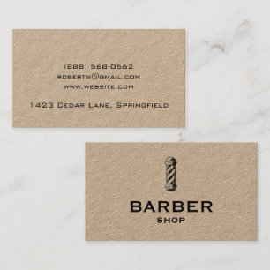 Carte De Visite Pôle de barbier en papier kraft vintage pour salon