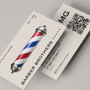 Carte De Visite Pôle de barbier rétro moderne Sable Salon de coiff
