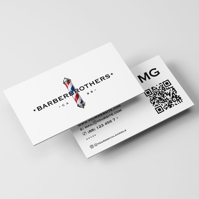 Carte De Visite Pole en barbier classique Rouge Bleu blanc (Classic Barber Pole Red White Blue Business Card
)