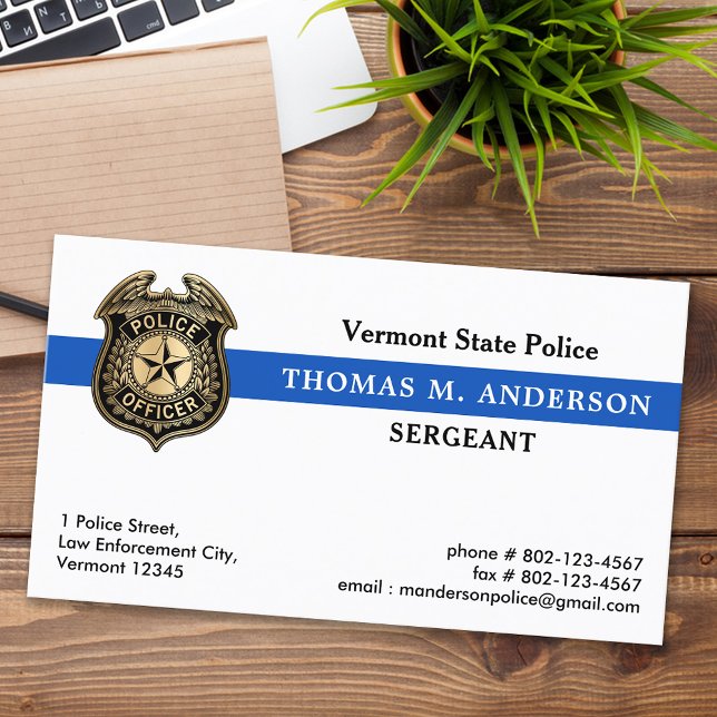 Carte De Visite Police Application Custom Logo Badge Officier de p (Créateur téléchargé)