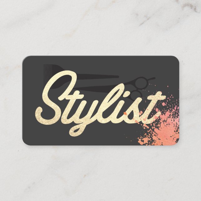 Carte De Visite Police Cursive Glamour Stylist | Expressive (Devant)
