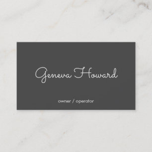 Carte De Visite Police Cursive Gris Minimaliste