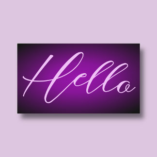 Carte De Visite Police Gras Neon Noir Violet Lilac Hello Gradient