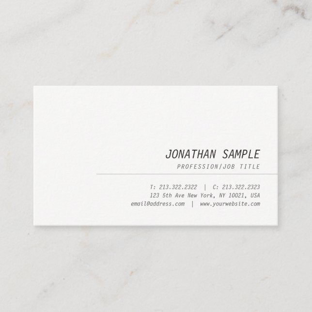 Carte De Visite Police Italique Cursive Simple Professionnel Moder (Devant)