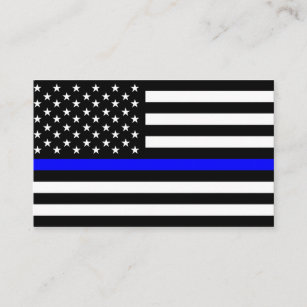 Carte De Visite police mince ligne bleue drapeau usa etats-unis am