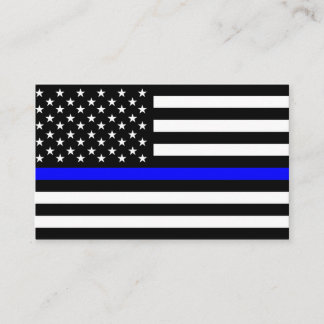 Carte De Visite police mince ligne bleue drapeau usa etats-unis am