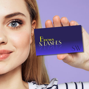 Carte De Visite Police miroir bleu et jaune moderne avec monogramm