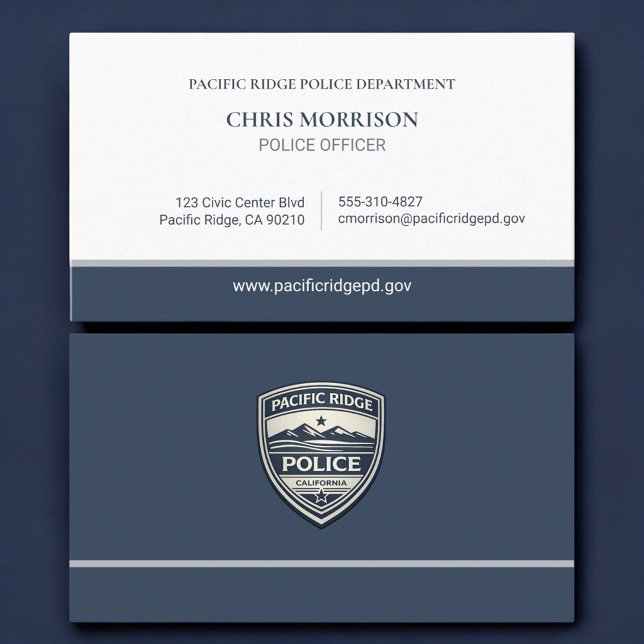 Carte De Visite Police Officer Law Enforcement Logo Business Card (Créateur téléchargé)