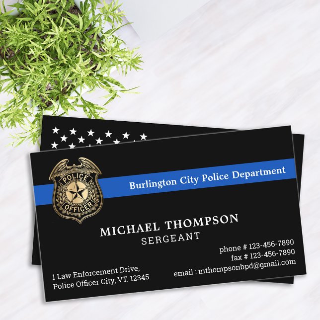 Carte De Visite Police Officier Logo Personnalisé Cop Police Appli (Créateur téléchargé)