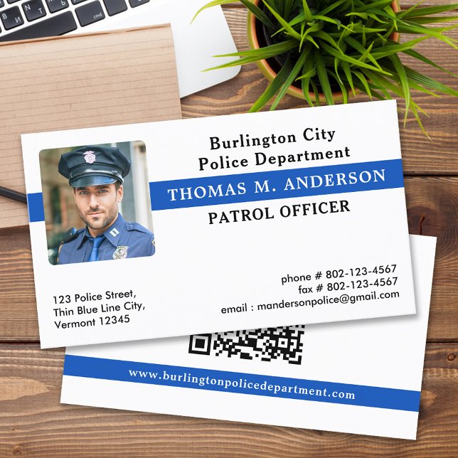 Carte De Visite Police Photo Personnalisée Application de la loi L (Créateur téléchargé)