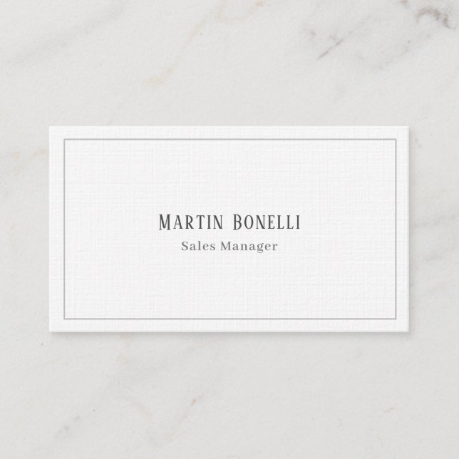 Carte De Visite Police Serif Classique Simple Professionnel Lin (Devant)