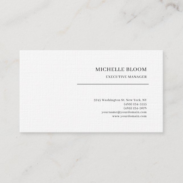 Carte De Visite Police Serif Plain Simple Professionnel Minimalist (Devant)