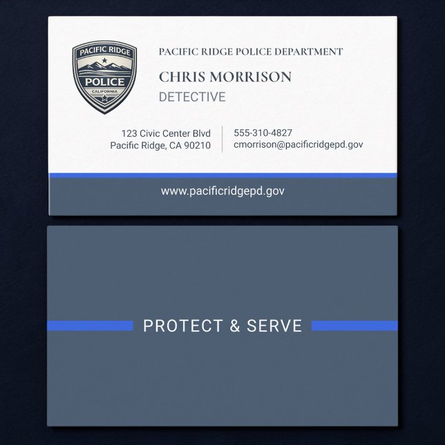 Carte De Visite Police Thin Blue Line Logo Business Card (Créateur téléchargé)