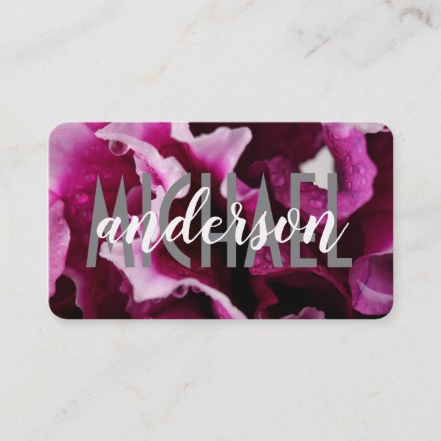 Carte De Visite Polices superposées | Simple | Rose floral (Devant)