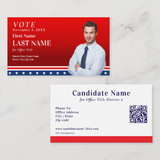 Carte De Visite Political Election Campaign Red Candidate Custom