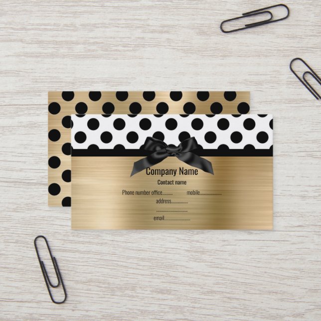 Carte de visite POLKA DOT POT D'OR BRUSHÉ ÉLÉGANT (Devant/Arrière en situation)
