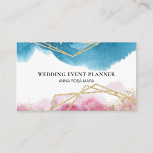 Carte De Visite Polygones bleus de parties scintillantes d'or de