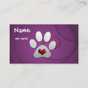 Carte De Visite Pomme de coeur Paw Argent violet