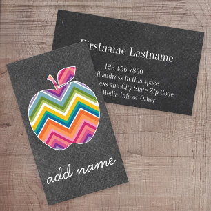 Carte De Visite Pomme enseignant personnalisée avec Motif Chevron 