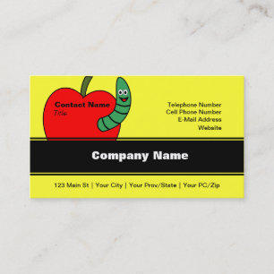Carte De Visite Pomme rouge ver vert